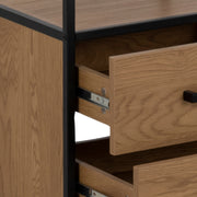 Seaford Bookcase with 2 Drawers and 3 Shelves in Black & Oak – image 7