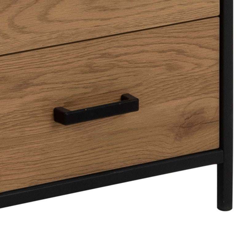 Seaford Bookcase with 2 Drawers and 3 Shelves in Black & Oak – image 8