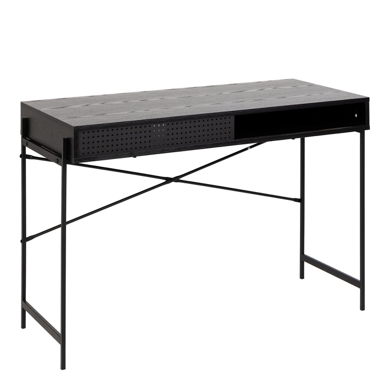 Angus Office Desk with Sliding Door – Black – image 1