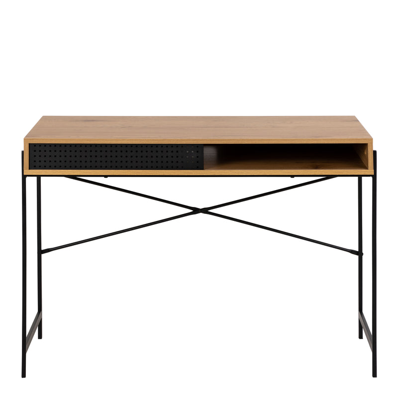 Angus Office Desk with Sliding Door – Oak – image 2