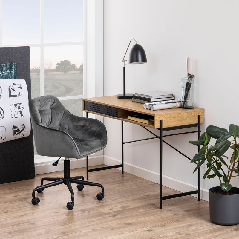 Angus Office Desk with Sliding Door – Oak – image 5