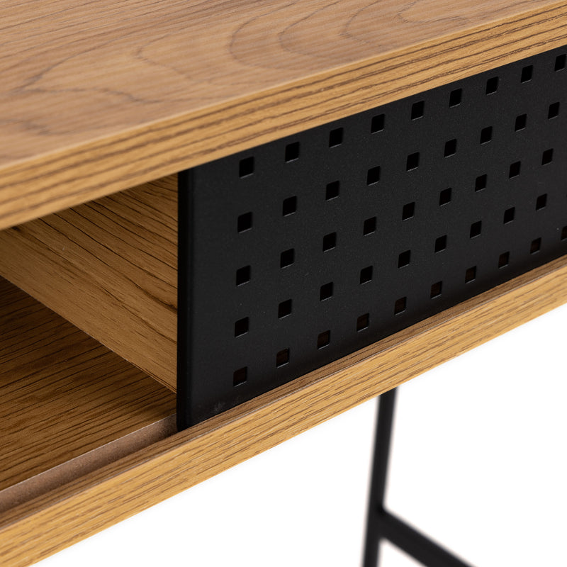 Angus Office Desk with Sliding Door – Oak – image 6