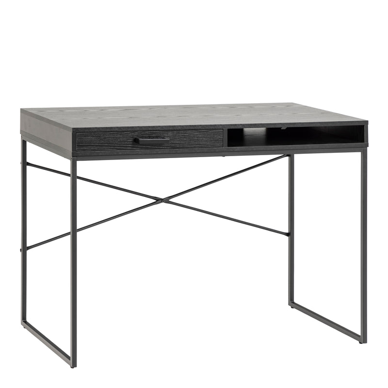Seaford 1 Drawer Office Desk in Ash Black – image 1