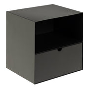 Joliet 1 Drawer Wallmounted Bedside Table and Bamboo – Matt Black – image 1
