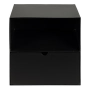 Joliet 1 Drawer Wallmounted Bedside Table and Bamboo – Matt Black – image 2