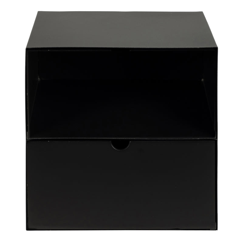 Joliet 1 Drawer Wallmounted Bedside Table and Bamboo – Matt Black – image 2