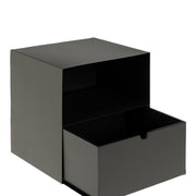Joliet 1 Drawer Wallmounted Bedside Table and Bamboo – Matt Black – image 3