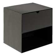 Joliet 1 Drawer Wallmounted Bedside Table and Bamboo – Matt Black – image 4