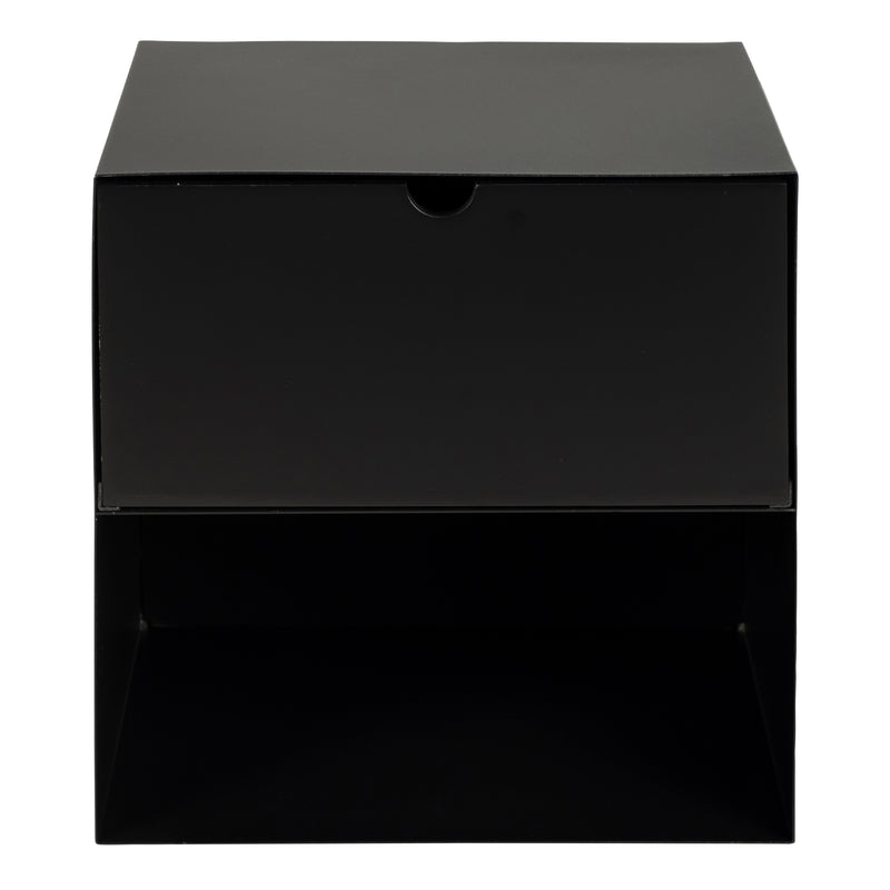 Joliet 1 Drawer Wallmounted Bedside Table and Bamboo – Matt Black – image 5