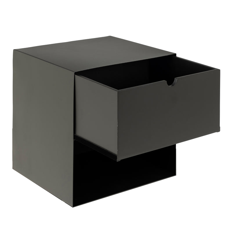 Joliet 1 Drawer Wallmounted Bedside Table and Bamboo – Matt Black – image 6