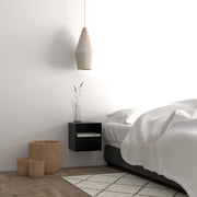 Joliet 1 Drawer Wallmounted Bedside Table and Bamboo – Matt Black – image 8
