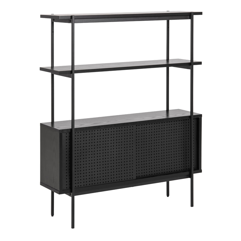 Angus Small Bookcase with 2 Sliding Doors in Black – image 1