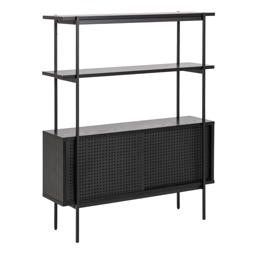 Angus Small Bookcase with 2 Sliding Doors in Black – image 1