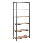 Seaford Tall Metal Bookcase with 5 Shelves – Oak – image 1