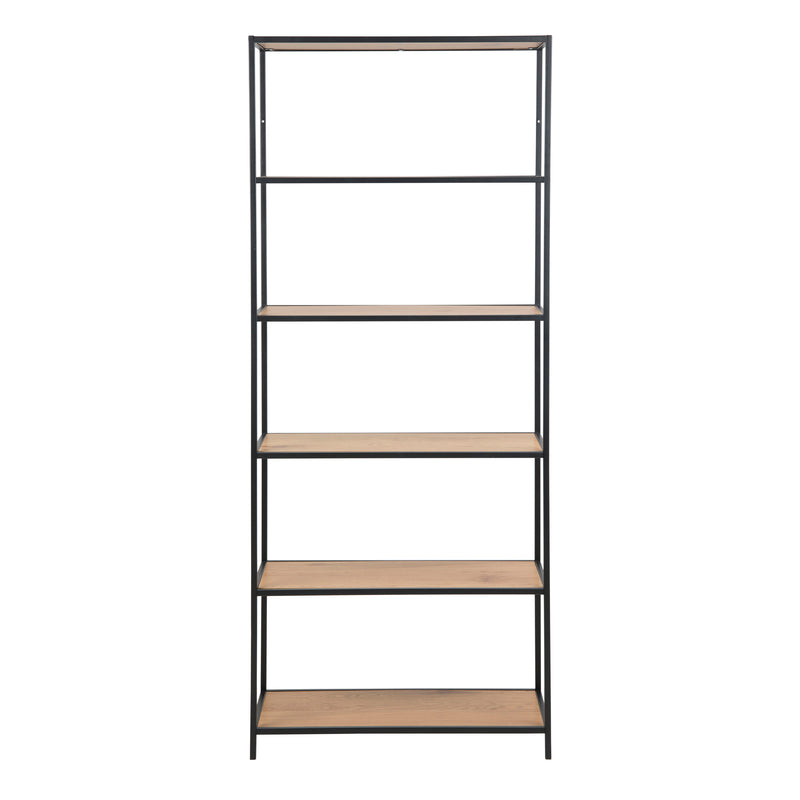 Seaford Tall Metal Bookcase with 5 Shelves – Oak – image 2