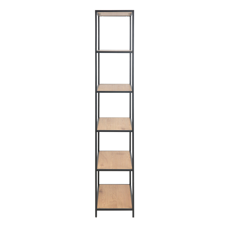 Seaford Tall Metal Bookcase with 5 Shelves – Oak – image 3