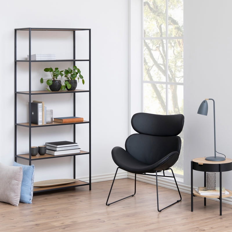 Seaford Tall Metal Bookcase with 5 Shelves – Oak – image 4