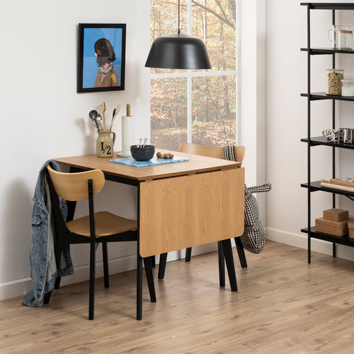 Roxby Extending Dining Table 80-120cm in Oak & Black Included 2 Roxby Dining Chairs in Black and Oak – image 1