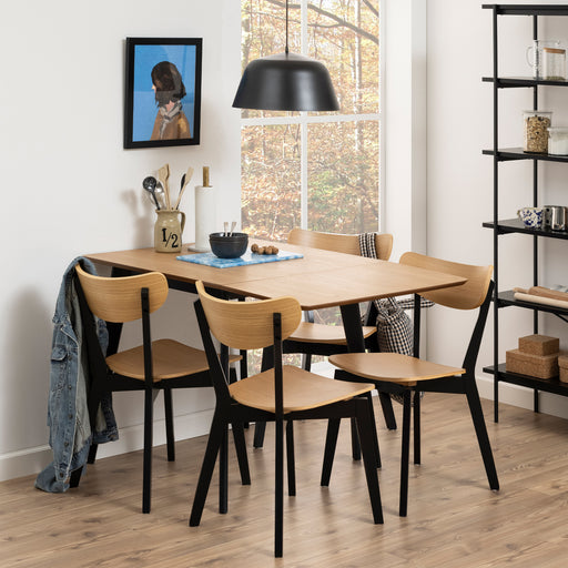 Roxby Extending Dining Table 80-120cm in Oak & Black Included 4 Roxby Dining Chairs in Black and Oak – image 1