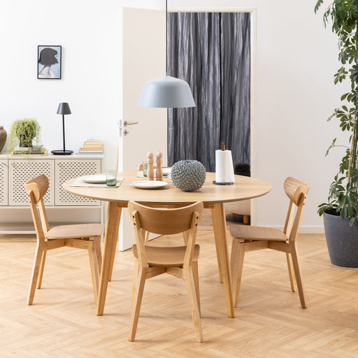 Roxby Round Dining Table in Oak 140x76cm Included 4 Roxby Dining Chairs in Oak – image 1