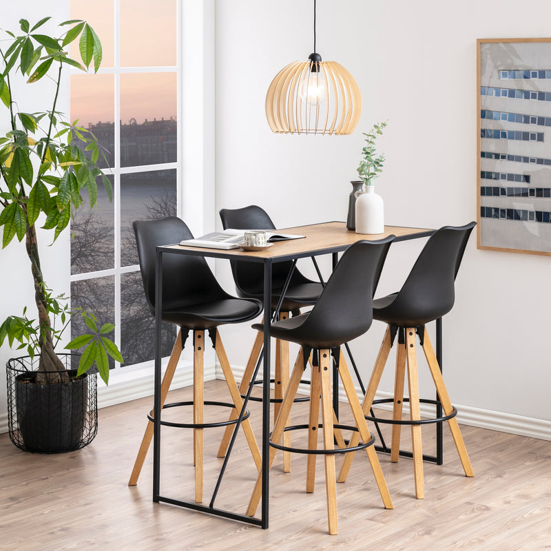 Seaford Black Metal Bar Table with Oak Top – image 4