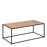 Seaford Black Metal Coffee Table with Oak Top – image 1