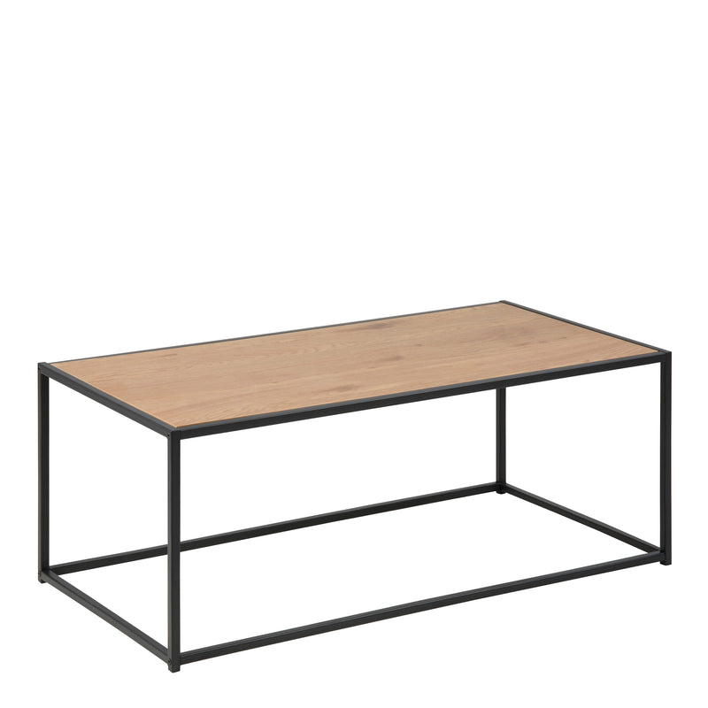 Seaford Black Metal Coffee Table with Oak Top – image 1