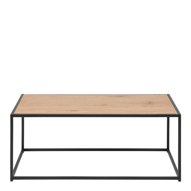 Seaford Black Metal Coffee Table with Oak Top – image 2
