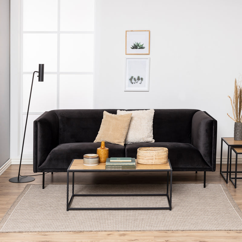 Seaford Black Metal Coffee Table with Oak Top – image 4