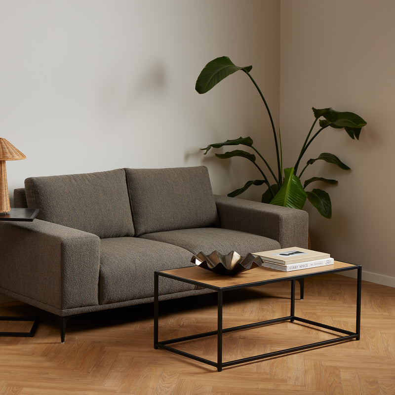 Seaford Black Metal Coffee Table with Oak Top – image 5