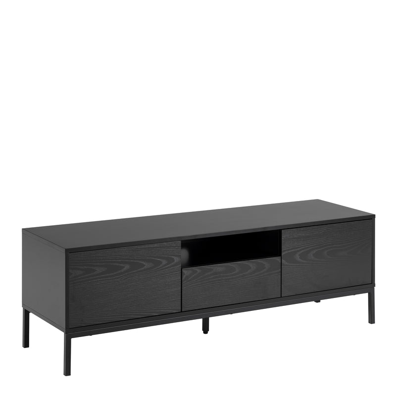 Seaford 2 Door 1 Drawer TV Unit – Ash Black – image 1
