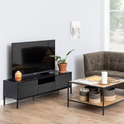 Seaford 2 Door 1 Drawer TV Unit – Ash Black – image 5