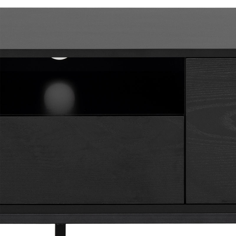 Seaford 2 Door 1 Drawer TV Unit – Ash Black – image 7