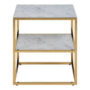 Alisma Bedside Table with White Marble Glass & Gold Base – image 2