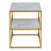 Alisma Bedside Table with White Marble Glass & Gold Base – image 3