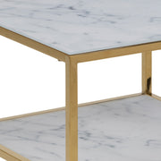 Alisma Bedside Table with White Marble Glass & Gold Base – image 5