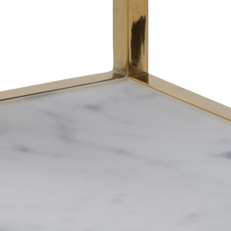 Alisma Bedside Table with White Marble Glass & Gold Base – image 6
