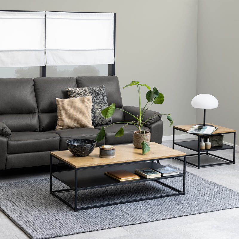 Gila Coffee Table with Open Shelf – Oak & Black – image 3