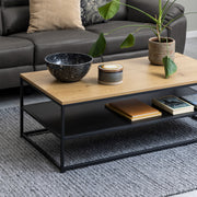 Gila Coffee Table with Open Shelf – Oak & Black – image 4