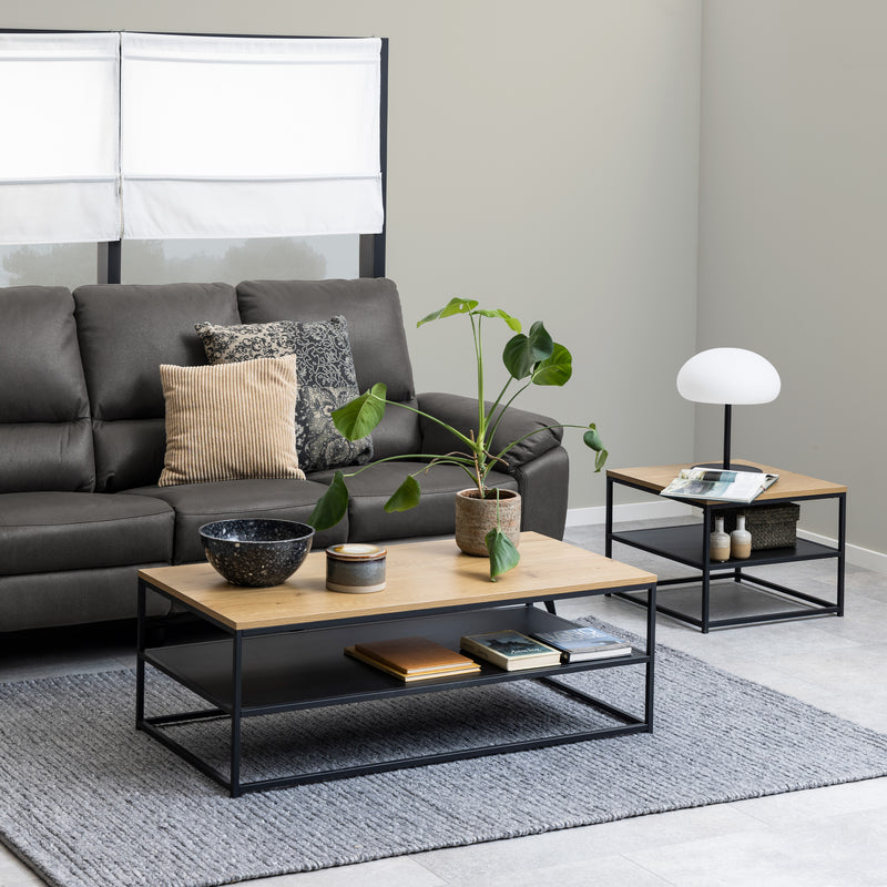 Gila Square Coffee Table with Open Shelf in Oak & Black – image 3