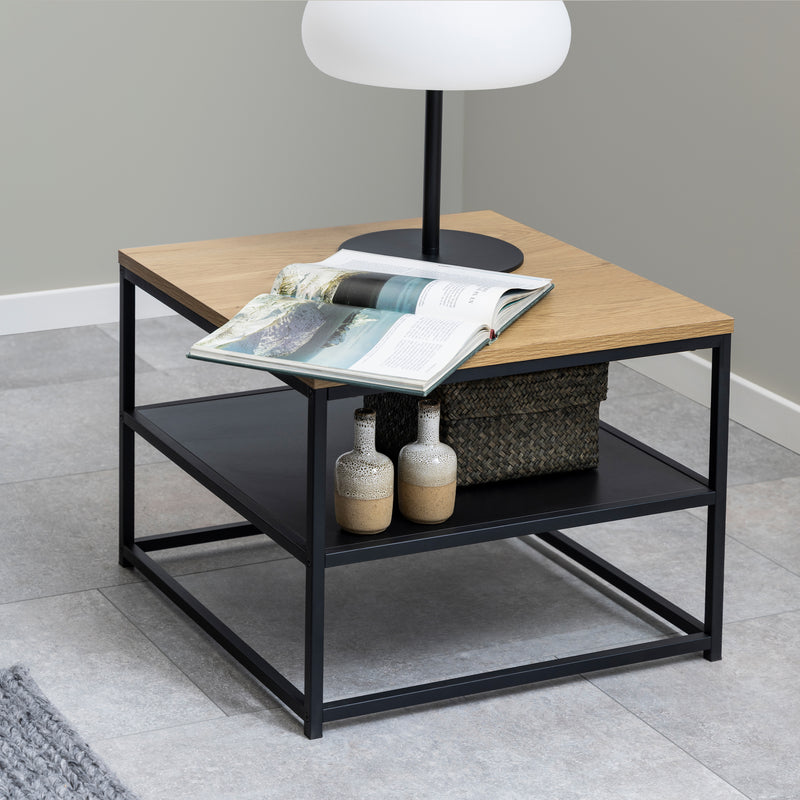 Gila Square Coffee Table with Open Shelf in Oak & Black – image 4