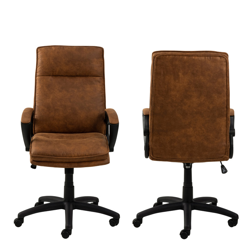 Brad Swivel Desk Chair with Armrest – Brown – image 2