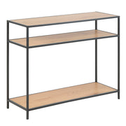 Seaford Console Table with 2 Shelves – Black & Oak – image 1