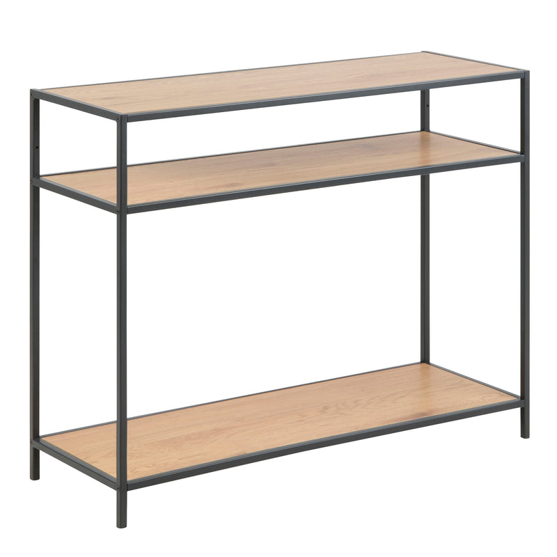 Seaford Console Table with 2 Shelves – Black & Oak – image 1