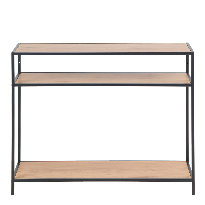 Seaford Console Table with 2 Shelves – Black & Oak – image 2