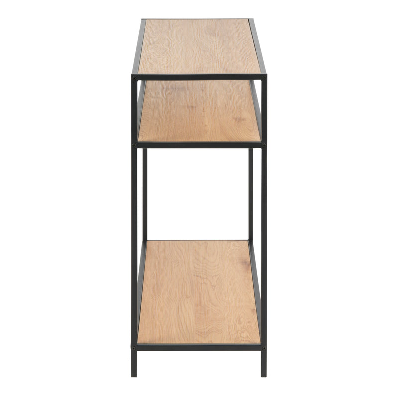 Seaford Console Table with 2 Shelves – Black & Oak – image 3