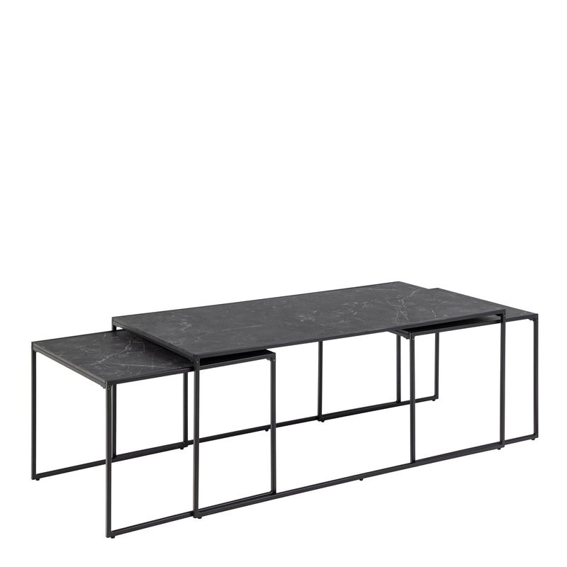Infinity Square/Coffee Table Setin Matt Black Set of 3 – image 3