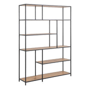 Seaford Bookcase with 5 Shelves in Black and Oak – image 1