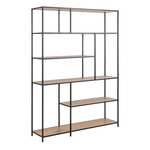 Seaford Bookcase with 5 Shelves in Black and Oak – image 1
