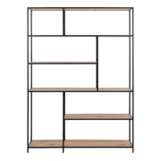 Seaford Bookcase with 5 Shelves in Black and Oak – image 2